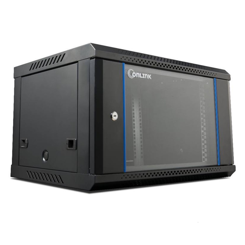 RACK DE PARED CERRADO FIJO ONLINK P/ VIDRIO 6U OL-WM6406