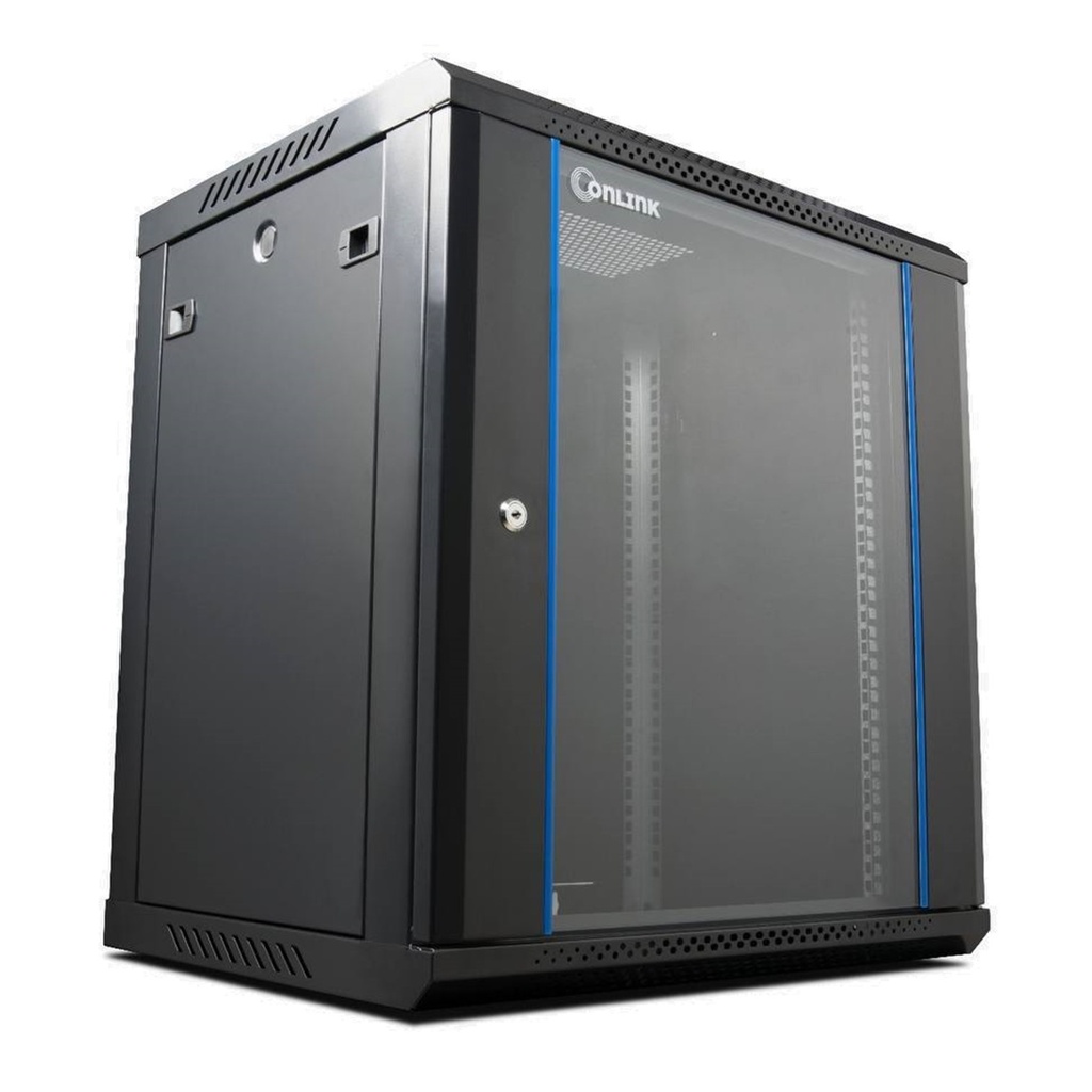 RACK DE PARED CERRADO FIJO 18U 600X450X901MM CON PUERTA DE VIDRIO ONLINK WM6418