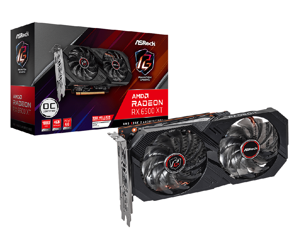 TARJETA DE VIDEO 4GB ASROCK RX6500 XT AMD PHANTOM GAMING 64BIT GDDR6 2365MHz 