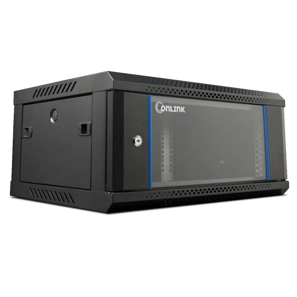 RACK DE PARED CERRADO FIJO 4U 600X450X280mm CON PUERTA DE VIDRIO WM6404