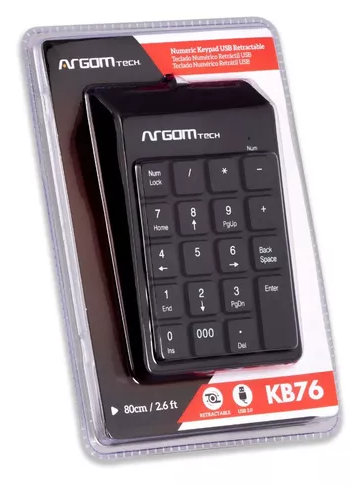 TECLADO NUMERICO RETRACTIL USB 19 TECLAS ARG-KB-1076 ARGOM