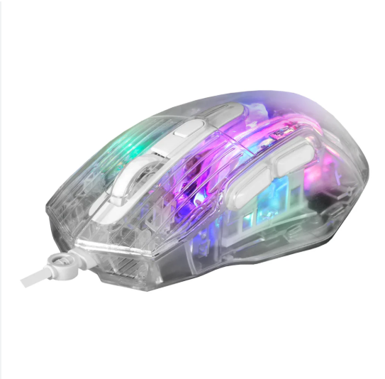 MOUSE MARVO M413 MISTIC 40 TRANSPARENTE RGB 6 BOTONES 1200-7200 DPI