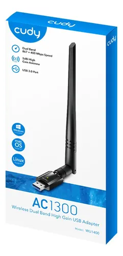 ADAPTADOR RED CUDY WU1400 AC1300 WIFI USB 3.0
