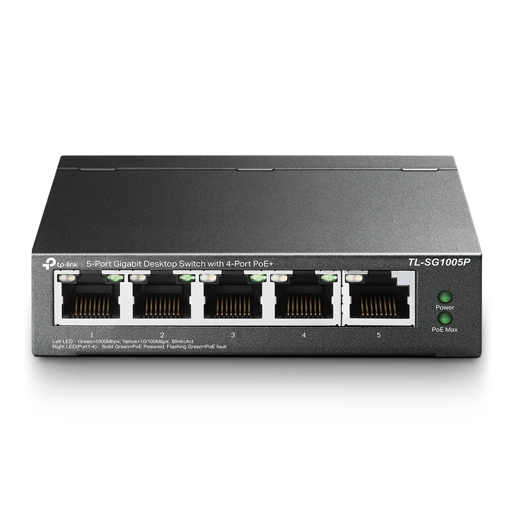 SWITCH 5 PUERTOS GIGABIT DESKTOP CON 4 PUERTOS POE TP-LINK TL-SG1005P
