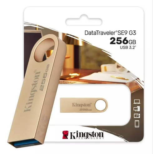PENDRIVE KINGSTON 256GB DATA TRAVELER SE9 GEN3 8SB 3.2 CARCASA METAL DORADO