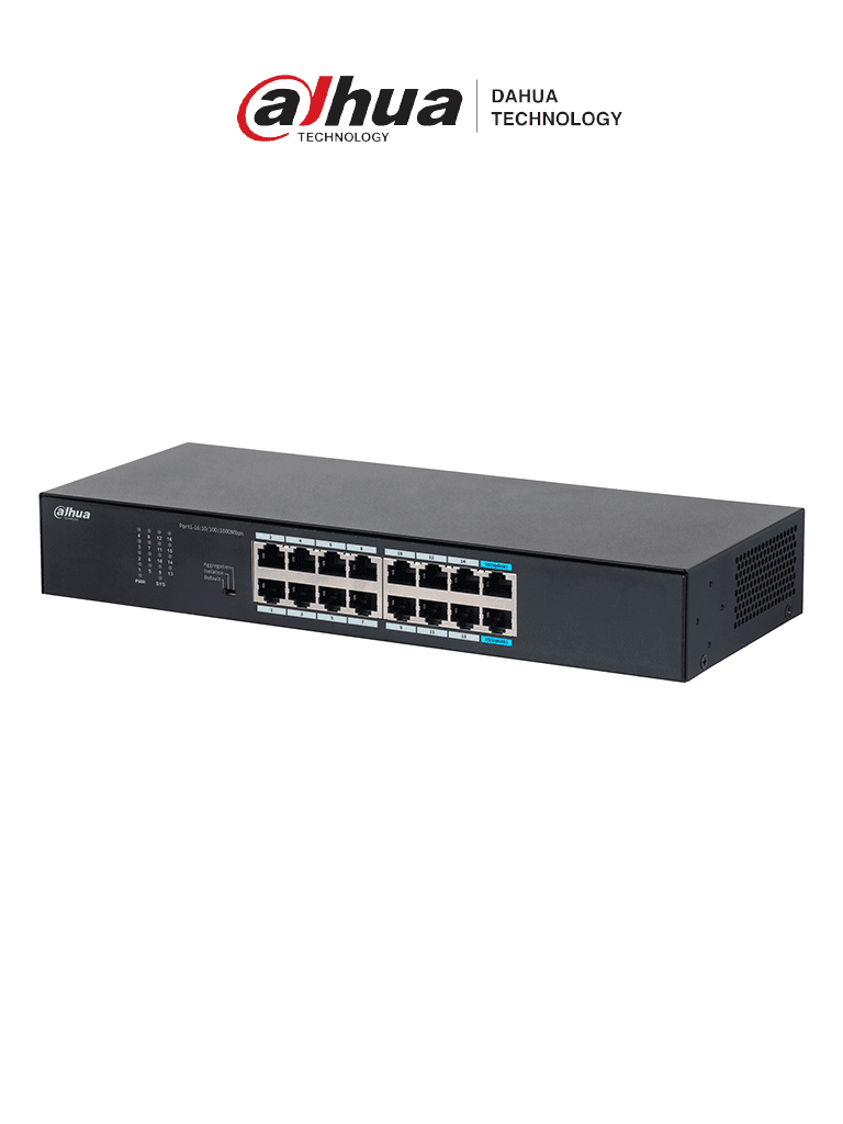 SWITCH GIGABIT 16 PUERTOS CAPA 2 DAHUA DH-PFS3016-16GT-M 10/100/1000MBPS CARCASA METALICA