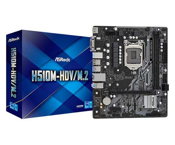 TARJETA MADRE INTEL CORE 10 Y 11 GEN SOCKET LGA1200 DDR4 HASTA 64GB 2XDIMM ASROCK H510M-HDV/M.2
