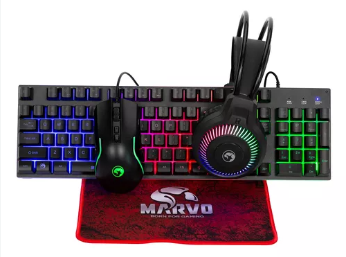 TECLADO COMBO GAMING MARVO CM416 SP LOOT 40 4 EN 1 RGB USB 7.1