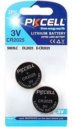 PILA LITIO - 3V CR2025 2U PKCELL PK-3VCR2025-X2