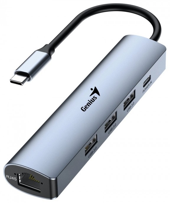 HUB GENIUS RS2 UH-545 IRON GREY (3 USB, 1 USB-C, 1 RJ45)