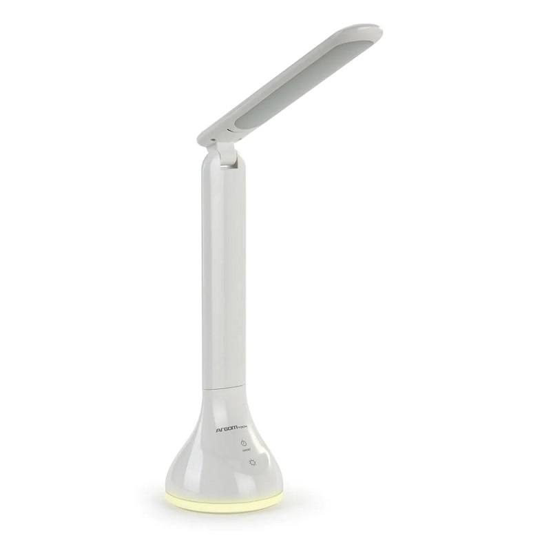 LAMPARA LED ARGOM DE ESCRITORIO PLEGABLE 3 NIVELES DE LUZ ARG-LP-9011WT RECARGABLE USB