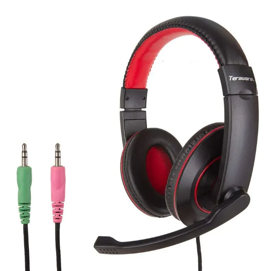 AUDIFONOS OEM 40MM NEGROS CON DETALLE ROJO / MICROFONO Y CONTROL DE VOLUMEN