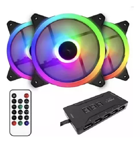 VENTILADOR JEMIP KIT 3 EN 1 THREE LINE KIT399ARGB/3x12CM/ HUB Y CONTROL REMOTO INCLUIDO JP12-99ARGB
