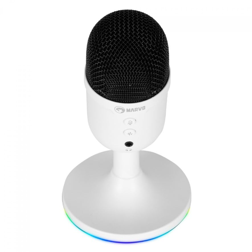 MICROFONO MARVO MIC-06 WH Blast 40 White Wired Microphone RGB