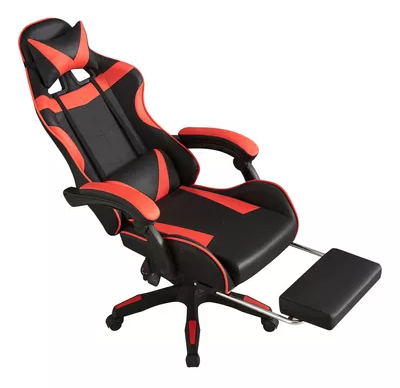 SILLA MARVO NEGRO CON ROJO RGB AJUSTABLE CH-35