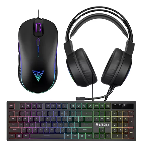 COMBO TRIPLE TECLADO MOUSE Y AUDIFONOS GAMING GAMDIAS POSEIDON E2/ ARGB USB