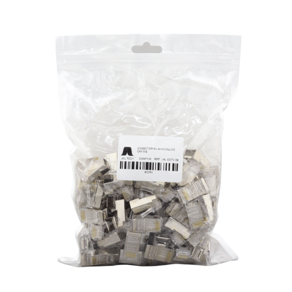 CONECTORES RJ45 CAT6 BLINDADOS PASS TROUGH 50um (BOLSA DE 100und) CAS015-6-PT