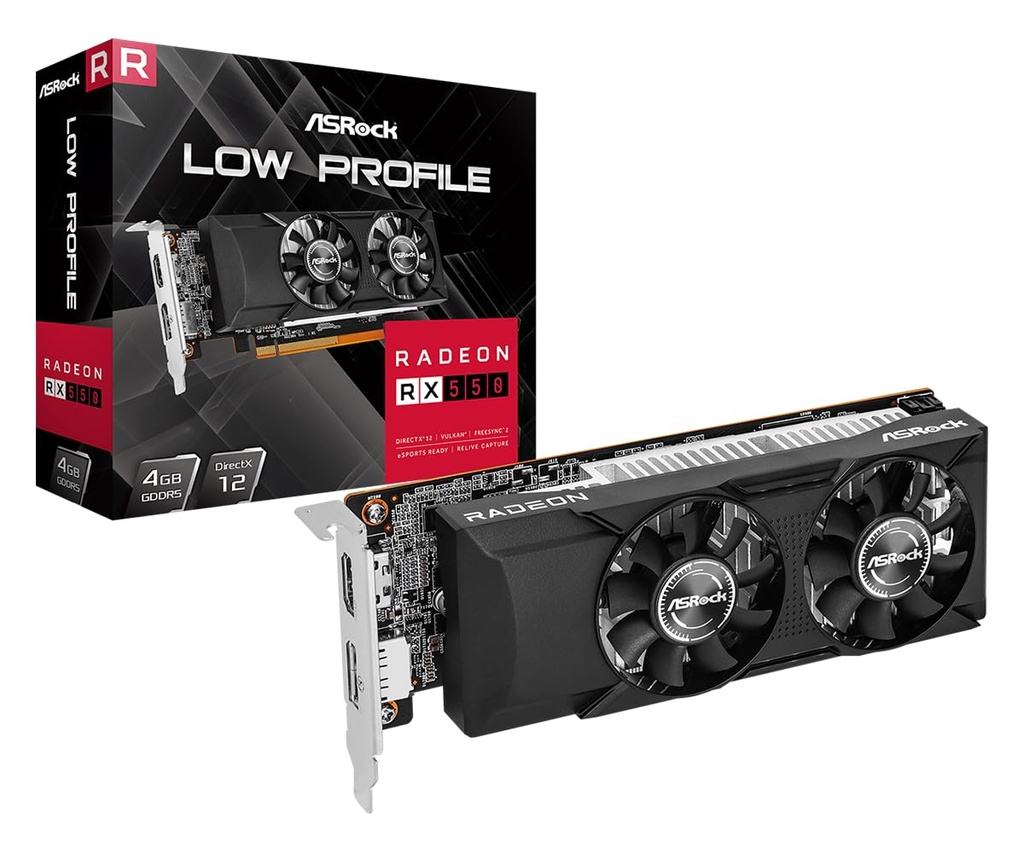 TARJETA DE VIDEO ASROCK AMD RADEON RX550 LP/4GB DDR5 128BIT 1100MHz 500W PCIe 3.0 HDMI-DP 