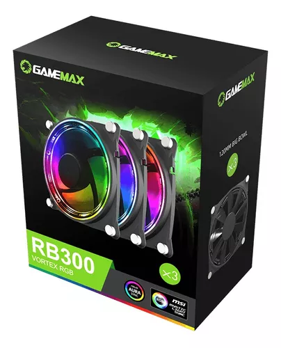 VENTILADOR GAMEMAX KIT 3 IN 1 RB300 NEGRO 12CM DOBLE LUZ ARGB 
