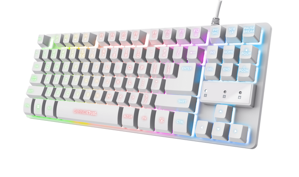 TECLADO MECANICO TRUST GXT 833W THADO CON ILUMINACION TKL BLANCO MULTIPLATAFORMA 24739
