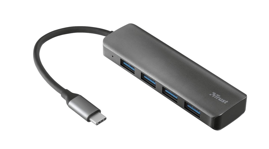HUB TRUST HALYX 3.2 GEN 1 CON CONEXION USB-C A 4 USB-A GRIS 24948
