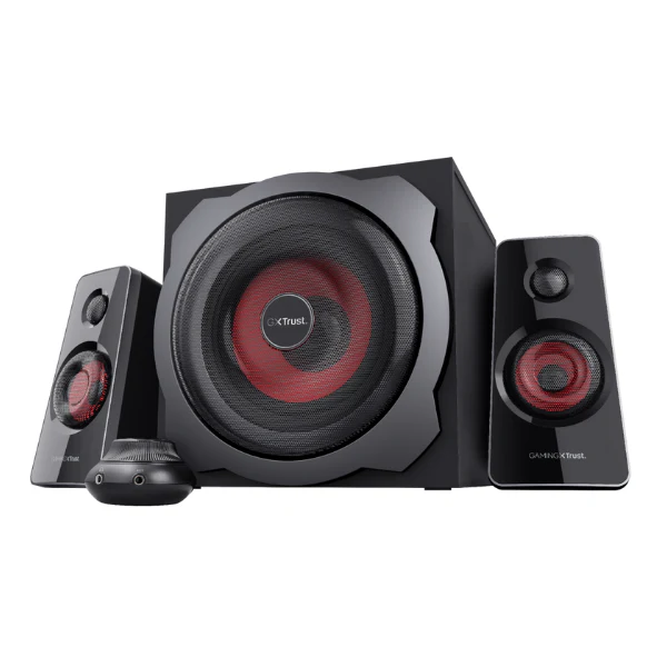 CORNETA TRUST GXT 38 TYTAN 2.1 CON SUBWOOFER DE MADERA MULTIPLATAFORMA 19023