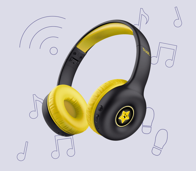 AUDIFONO TRUST NOUNA INALAMBRICO CON BLUETOOTH NEGRO PARA NIÑOS 25405