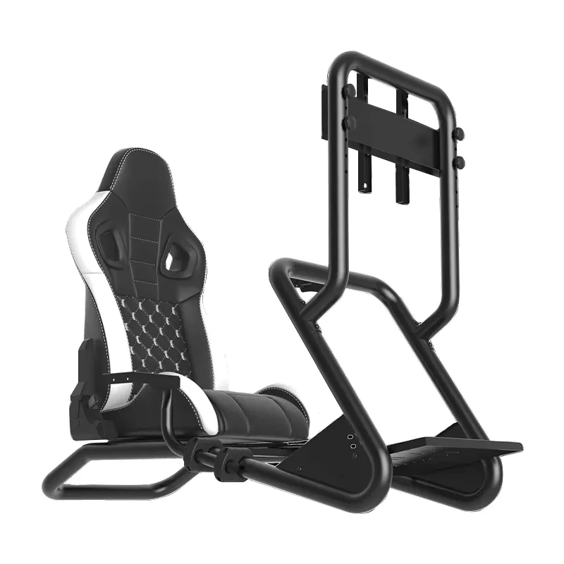 SIMULADOR LEADERTECH SIMRACING CON SOPORTE PARA MONITOR HASTA 45" FYS CH-163 BLANCO