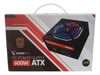 FUENTE DE PODER LEADERTECH 600W 80+ BRONZE 12CM ATXM RGB NEGRO ATX600W