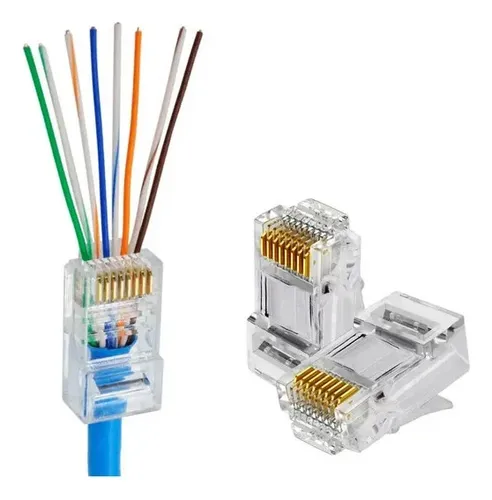 CONECTORES RJ45 CAT6 PASS TROUGH 50um CA015-6-PT por unidad