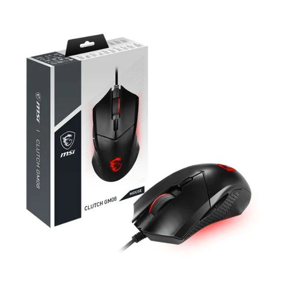 MOUSE MSI GAMING CLUTCH GM08 4200DPI 3 BOTONES RED LED USB