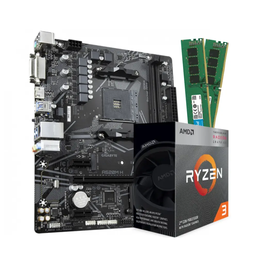 COMBO DESKTOP JEMIP WORK SYNERGY RYZEN 3 3200G 8GB DDR4 256GB SSD 