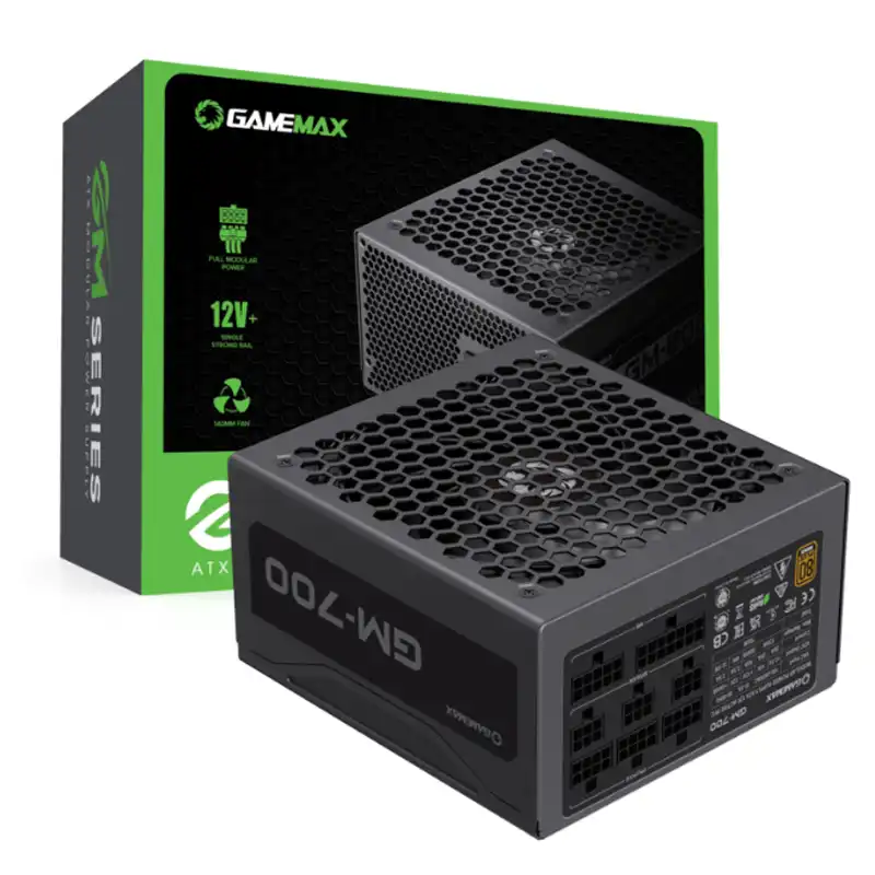 FUENTE DE PODER GAMEMAX 700W GAMING GM-700 80+BRONZE ATX APFC 12V 100-240V FULL MODULAR NEGRO