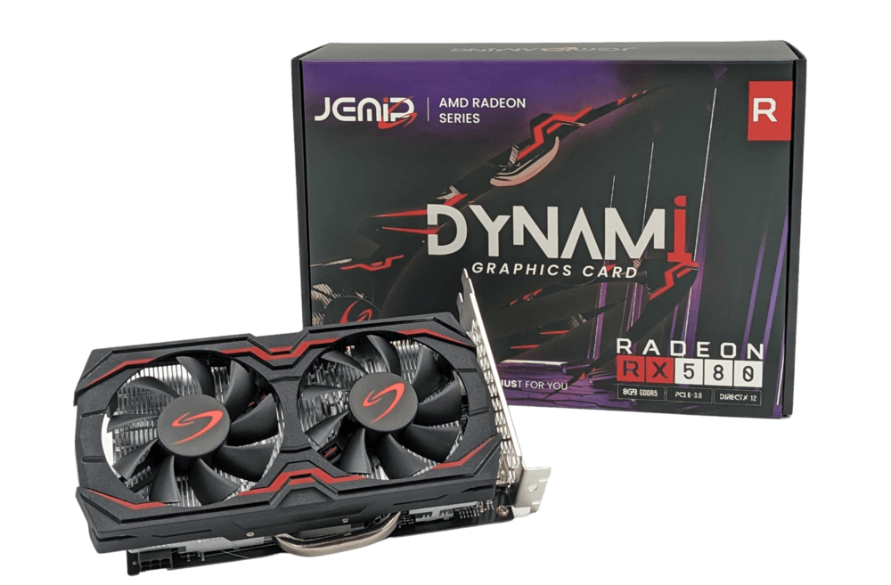 TARJETA DE VIDEO JEMIP GAMING DYNAMI AMD RADEON RX580 8GB DDR5 256BIT 1125MHz 550W HDMI-DVI-3xDP JPV-RX5808GD5