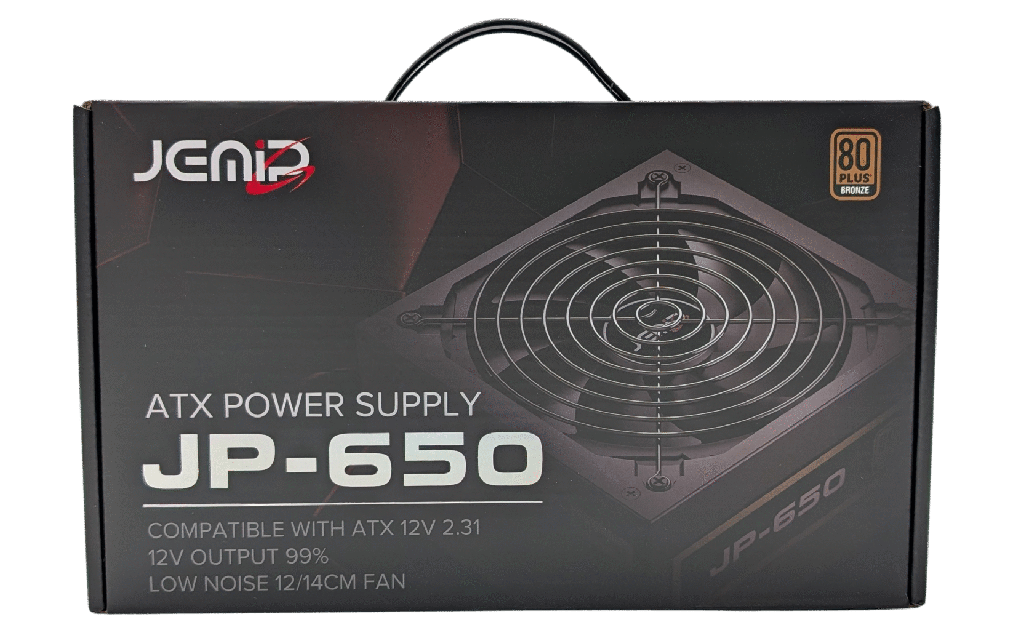 FUENTE DE PODER JEMIP 650W GAMING FULL JP-650/80+ BRONZE/ ATX APFC /12V/ 100-240V NEGRO