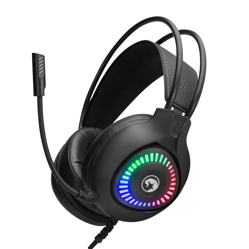 AUDIFONO MARVO H8325 BK PULZ 30 Wired Black Headset AKARI 40 RGB CABLE CONTROLADOR DE VOLUMEN Y MICROFONO 