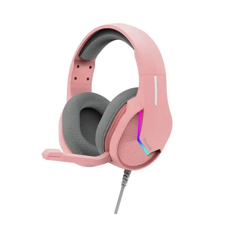 AUDIFONO MARVO H8618PK TACTIC 40 PINK Wired CABLE CONTROLADOR DE VOLUMEN Y MICROFONO, RGB ESTATICO