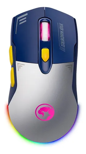 MOUSE MARVO M803W WB DUKE 20 WHITE/BLUE WIRELESS RGB 4.800 DPI, BATERIA LARGA DURACION