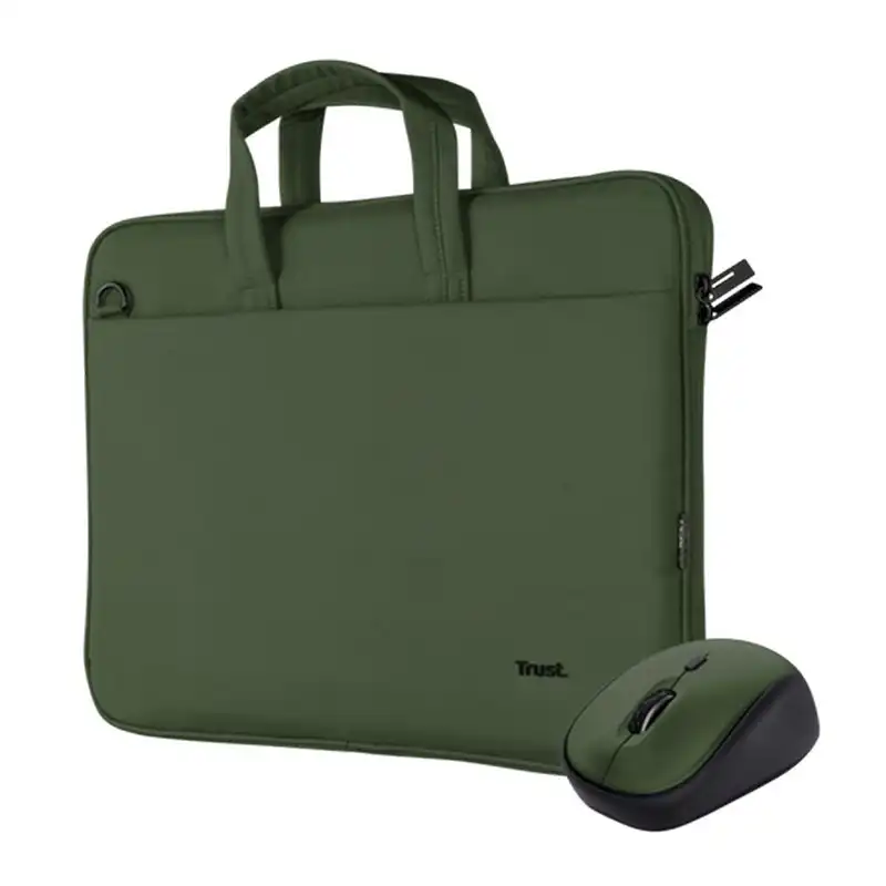 BOLSO TRUST BOLOGNA PARA LAPTOP DE 16" VERDE INCLUYE MOUSE INALAMBRICO 24989