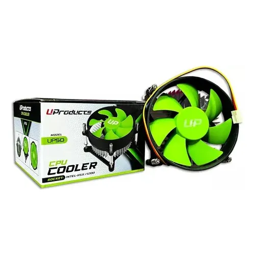 FAN PARA PROCESADOR INTEL 115X/1200 3 PIN VERDE ALUMINIO UP50 U PRODUCTS
