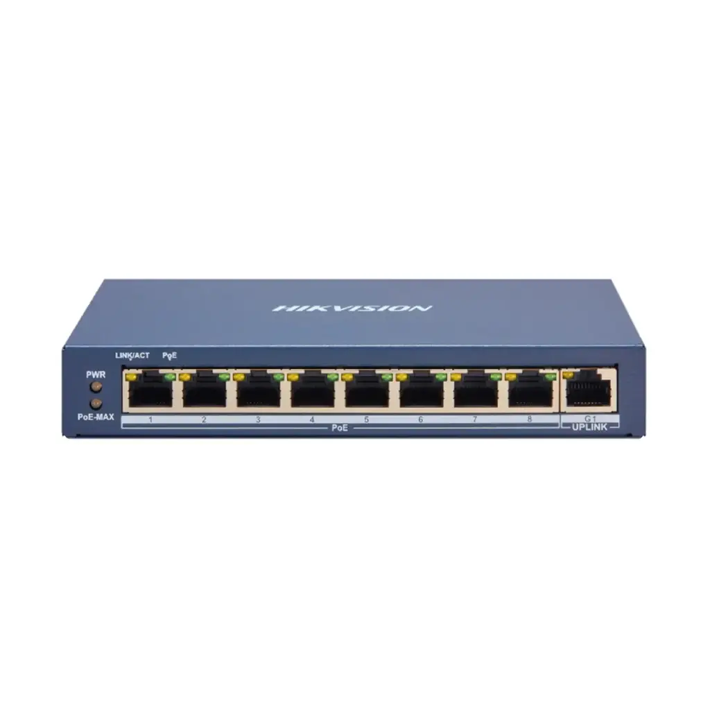 DS-3E1309P-EI/M Switch PoE+ / Smart PoE / 8 Puertos 10/100 Mbps PoE+ / 1 Puerto 1000 Mbps Uplink / PoE hasta 300 metros / 60 W