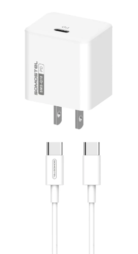CARGADOR DE CARGA RAPIDA C/CABLE USB 3 ENTRADAS USB TIPO LIGHTNING C/BLANCO SOMOSTEL SMSA100IPH