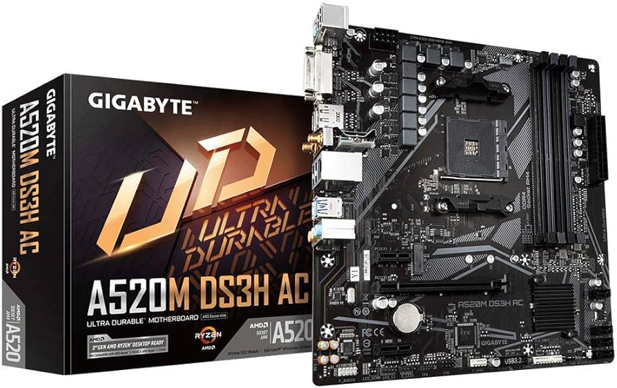 TARJETA MADRE GIGABYTE A520M DS3H AC SOCK AM4 4xDDR4 4400MHZ 1xM.2 