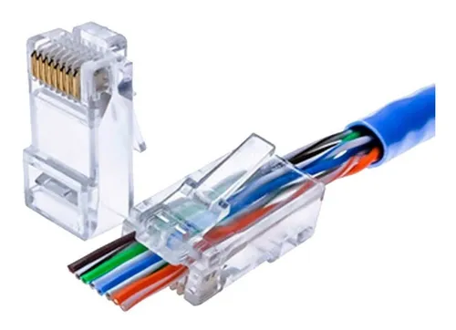 (POR UNIDAD) CONECTORES RJ45 CAT6 BLINDADOS PASS TROUGH 50um (BOLSA DE 100und) CAS015-6-PT