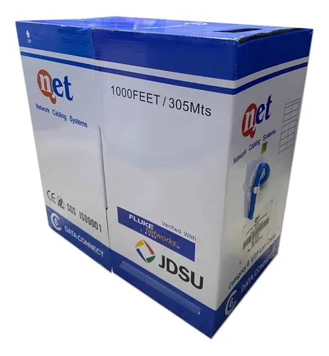 (POR UNIDAD) BOBINA DE CABLE CAT6 UTP GRIS 100% COBRE QNET QNET6GY-100%CU