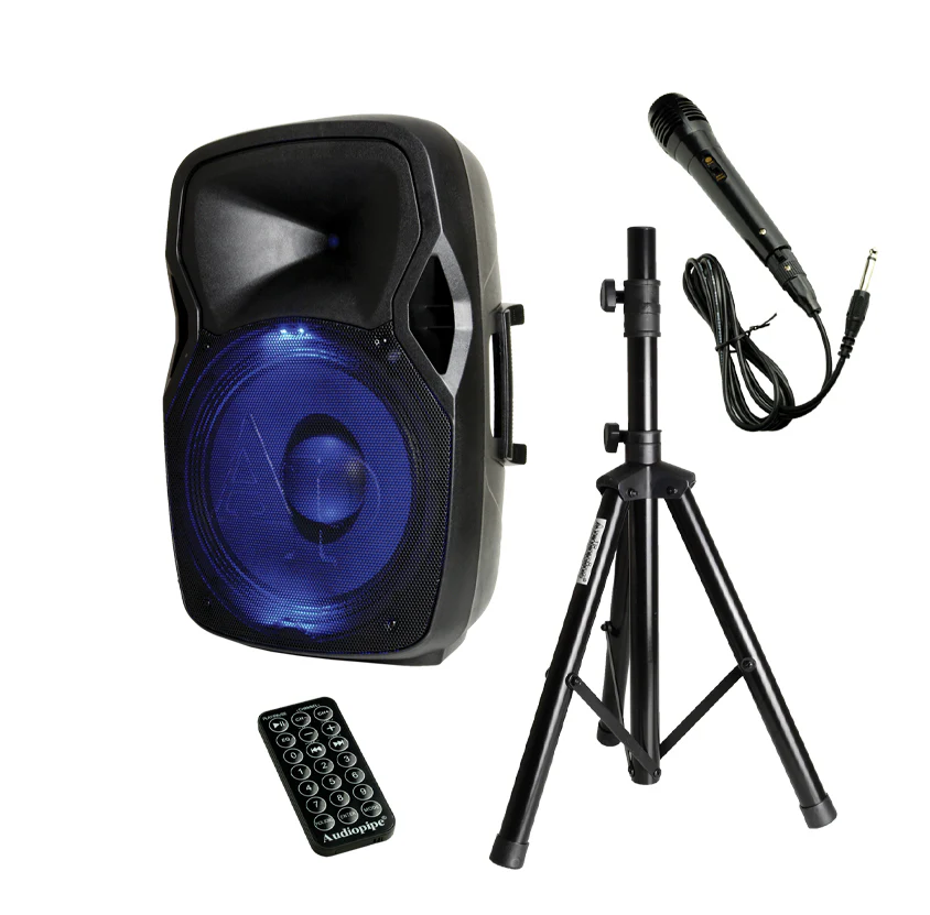 CORNETA AMPLIFICADA 15" +PARAL/MIC 1000w BLUETOOTH/USB/DRIVER TITANIUM/ 2 MIC IN/XLR 1/4"/CLASE AB/MEMORIA STICK DJAP-1567A-CMB