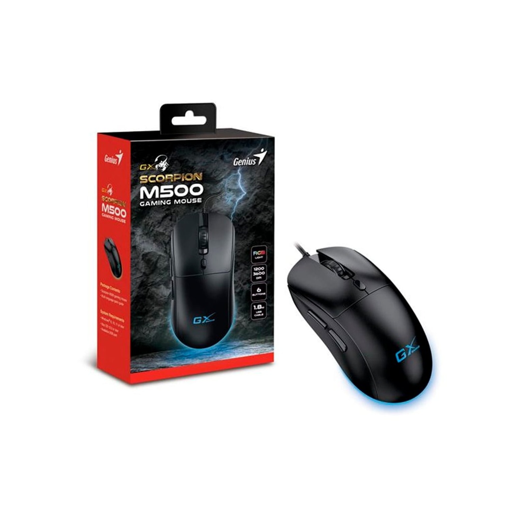 MOUSE GENIUS GAMING SCORPION M500 3600DPI 6 BOTONES RGB USB