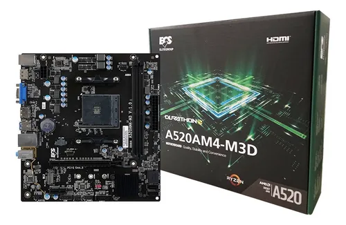 TARJETA MADRE ECS A520AM4-M3D MATX SOCKET AMD4 2xDDR4 3200 4xSATA 4xUSB 3.2 