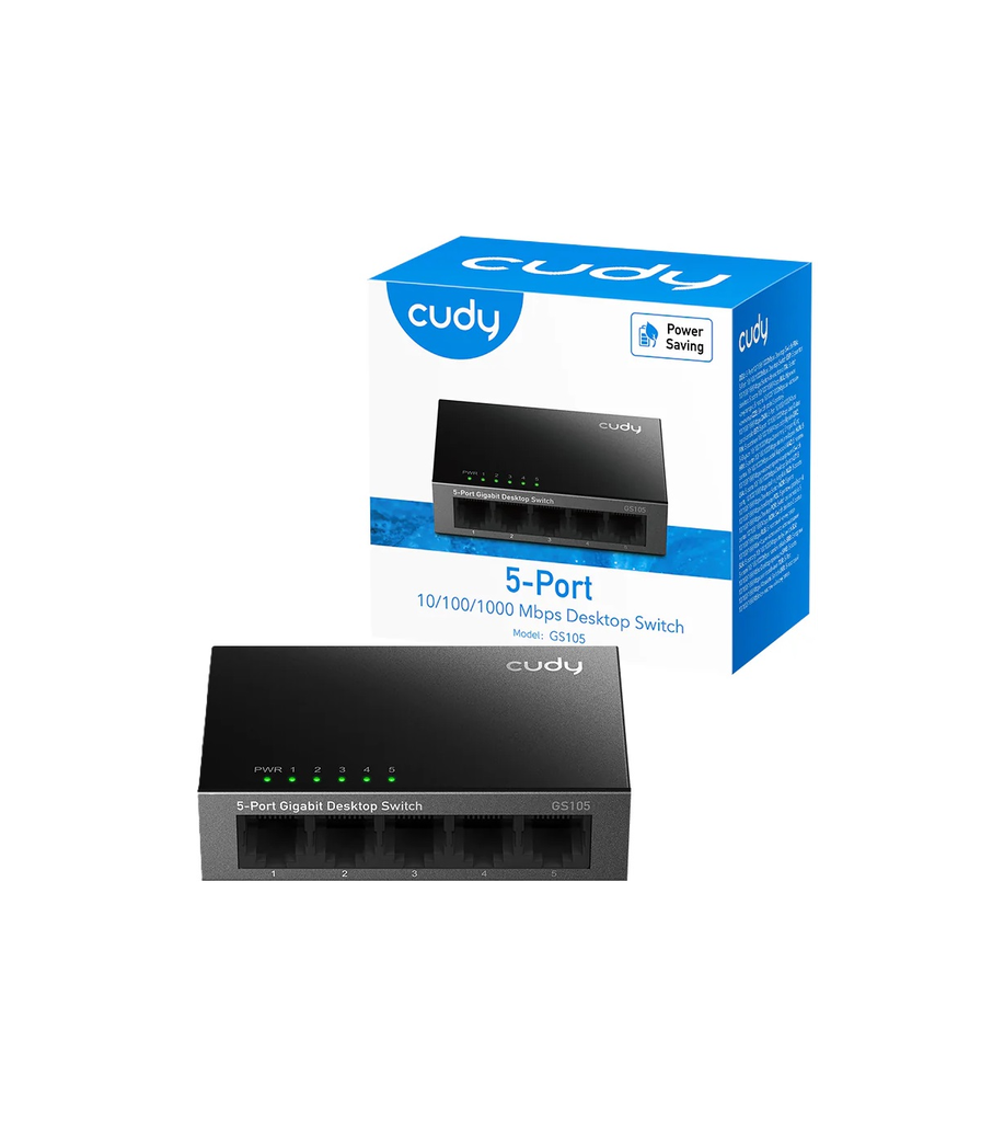 SWITCH GIGABIT METAL 5 PUERTOS GS105-US 10/100/1000 CUDY V4.0