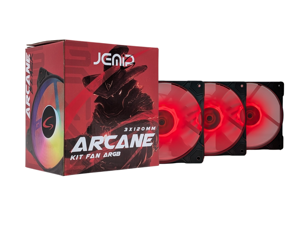 VENTILADOR JEMIP ARCANE KIT 3 EN 1 ARGB+PWM 1600RPM 3x12CM NEGRO